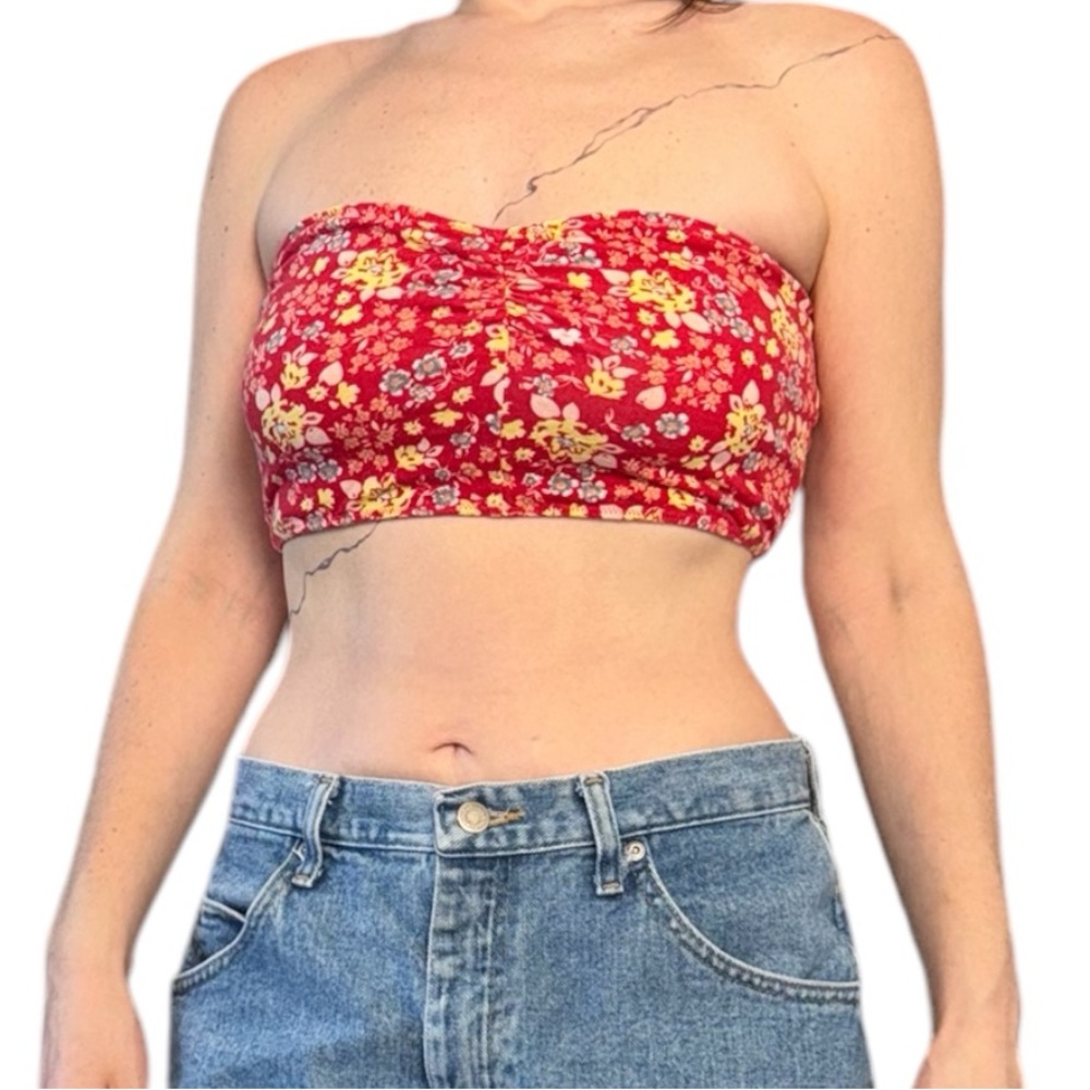 Floral Red Bandeau Top - Picture 2 of 8